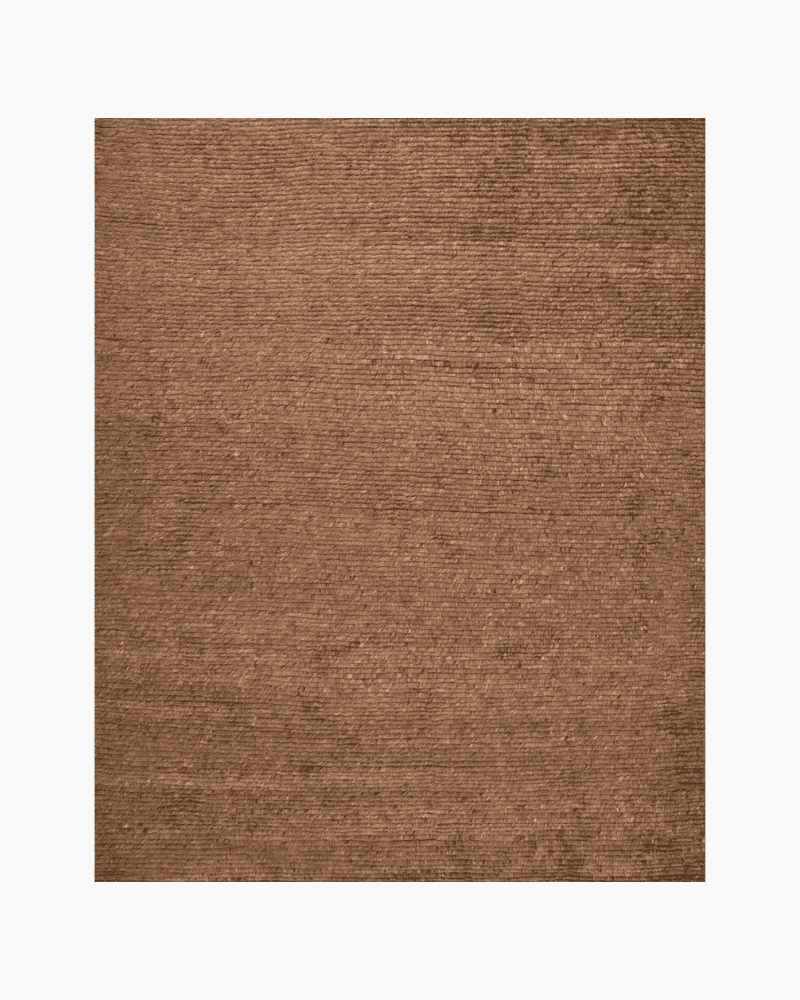 Brown ribbed handloom rug