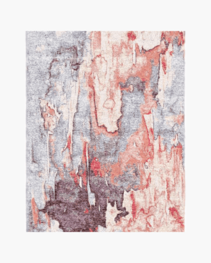 Hand knotted wool silk abstract rug