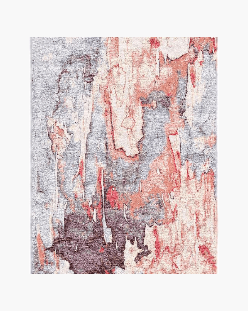 Hand knotted wool silk abstract rug
