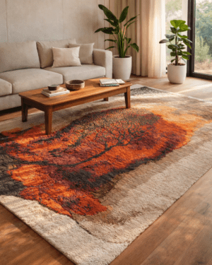 Luxury wool silk hand knotted rug