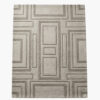 Coffered Stone beige textured geometric rug with carved nested-rectangle panels in high-low relief
