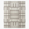 Atrium Grid neutral geometric line rug with a taupe lattice grid on an ivory wool ground