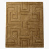 Meander Key camel Greek key wool rug with a carved meander maze pattern in tonal high-low relief