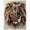 Regal Mane lion portrait wool rug with a majestic lion's head in chestnut, brown and cream on an ivory ground