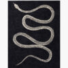 Serpentine Noir black and white snake wool rug with an ivory serpent winding down a charcoal-black ground