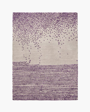 Violet Drift purple dotted wool rug with heather dots drifting in a gradient over a greige ground