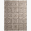 Pyramid Tile 3D geometric square wool rug with carved nested squares in cream and taupe