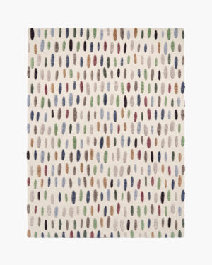 Confetti Rows multicolor confetti wool rug with rows of raised colour dashes on a soft cream ground