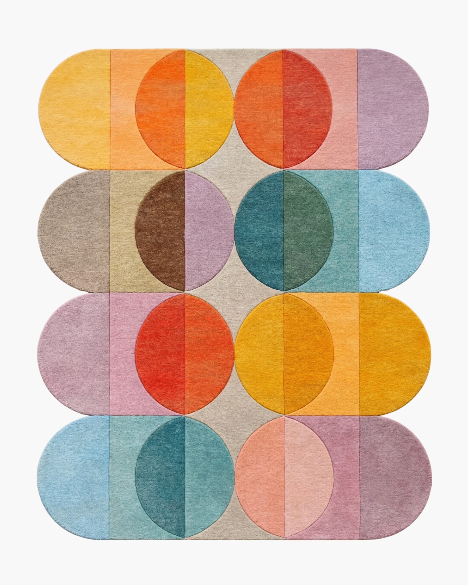 Solar Spectrum mid century circle wool rug