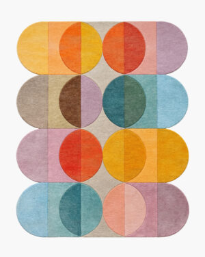 Solar Spectrum mid century circle wool rug