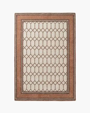 Clay Trellis trellis pattern wool rug with an ivory lattice field framed by a warm terracotta border