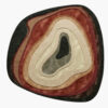 Canyon Agate organic wool rug with carved geode rings in terracotta, copper, cream and sage and a green center