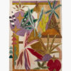 Desert Tableau colorful Southwestern wool rug with cacti, agave, stars and gold Art Deco motifs on an ivory ground