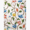 Orchard Vine chinoiserie floral wool rug with trailing vines, multicolor blossoms and fruit on an ivory ground