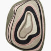 Sage Strata green and pink organic wool rug with carved topographic rings in sage, blush and charcoal